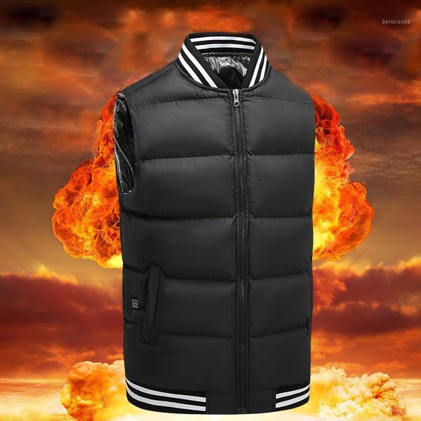 

men's jackets 2021 mens usb safe heated vests smart constant temperature heating waistcoat male winter thicken warm vest fashion, Black;brown