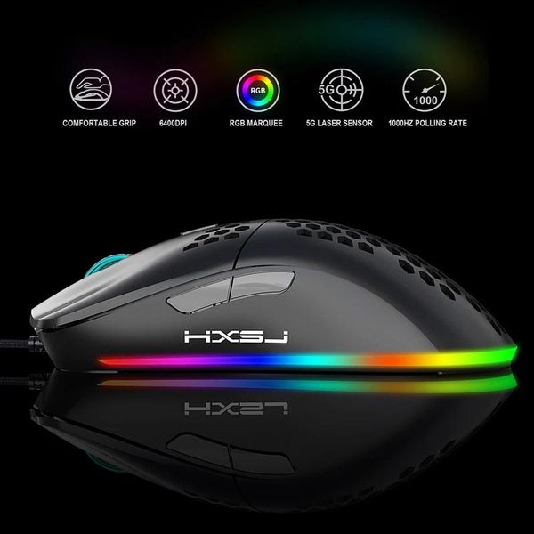 

mice j900 mouse usb wired gaming rgb with six adjustable dpi ergonomic design for desklapblack