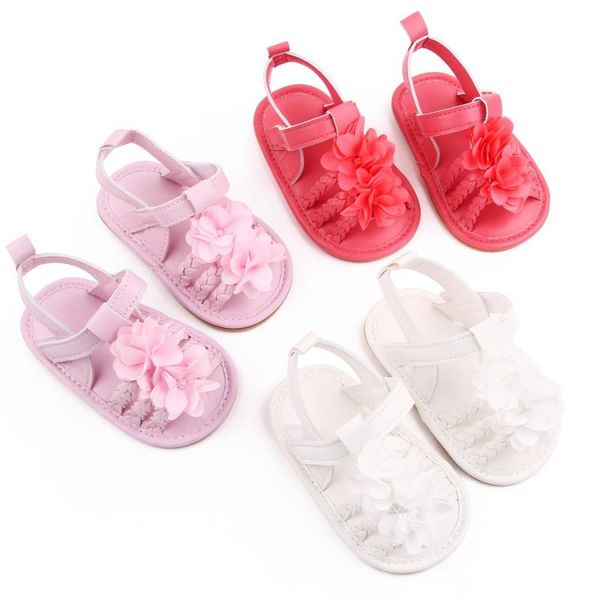 

sandals princess flower cute shoes baby girls pu toddler soft sole anti-slip first walkers infant kid for 0-18m girl, Black;red