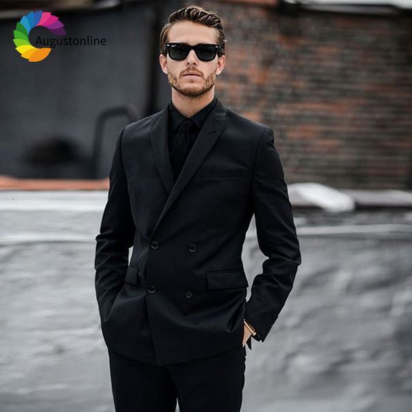 

men's suits & blazers men for wedding black double breasted bridegroom groom casual custom slim fit prom tuxedo man blazer co, White;black