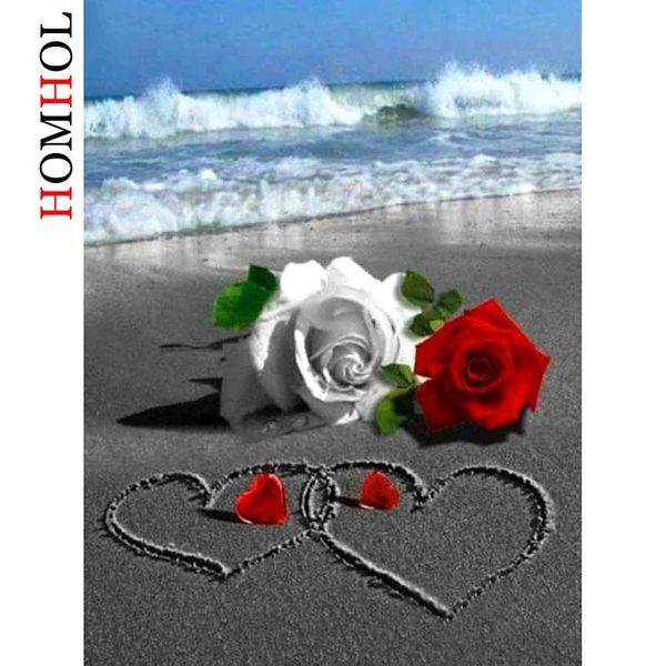 

diamond painting full drill flower heart seascape 5d embroidery mosaic diy sale rhinestone cross stitch decoration