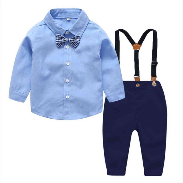 

fashion boy cotton clothes set kids outfits casual bow tie long sleeve 2pcs clothing childrens wedding party costume, White
