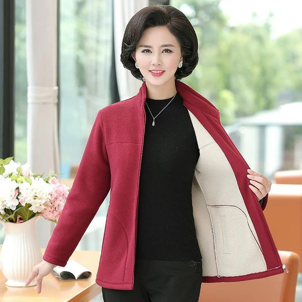 

women's jackets women warm fleece pure colour lmitation lamb wool fabric liner coat lady lightweight thicken outerwear early winter, Black;brown