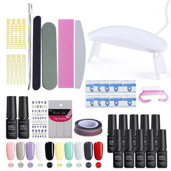 

nail full set uv led lamp dryer with gel polish kit soak off electric drill for art tools1, Red;pink