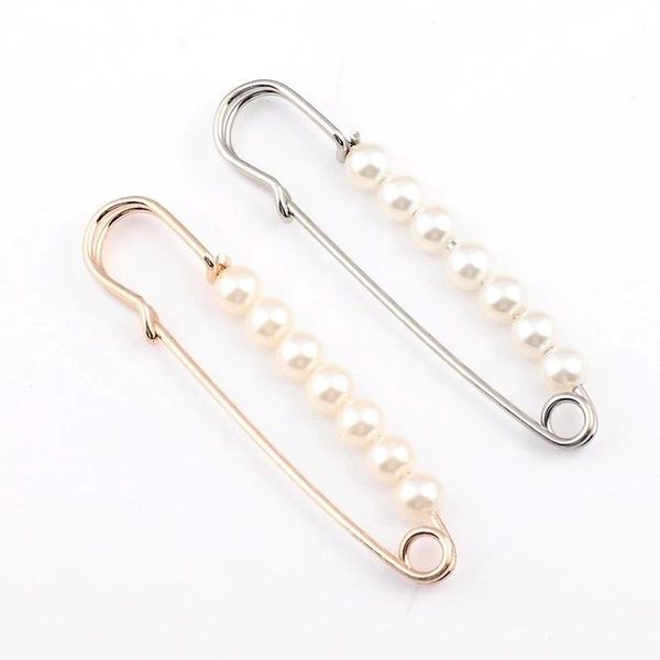 

pins, brooches trendy pearl paper clip pins brooch 7 cm long elegant pin for women girls wedding party fashion jewelry, Gray