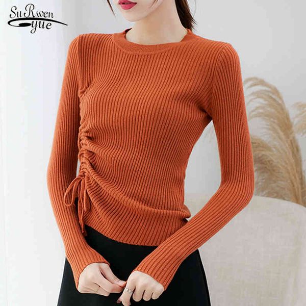 

pull femme long sleeve pullover jumper knitted solid sweater women casual slim o collar sweaters clothes 7000 50 210508, White;black