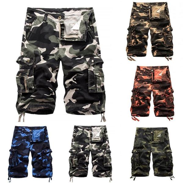 

men summer casual outdoor camouflage cargo shorts baggy fifth pants trousers fashion trousers male pants clothing, White;black
