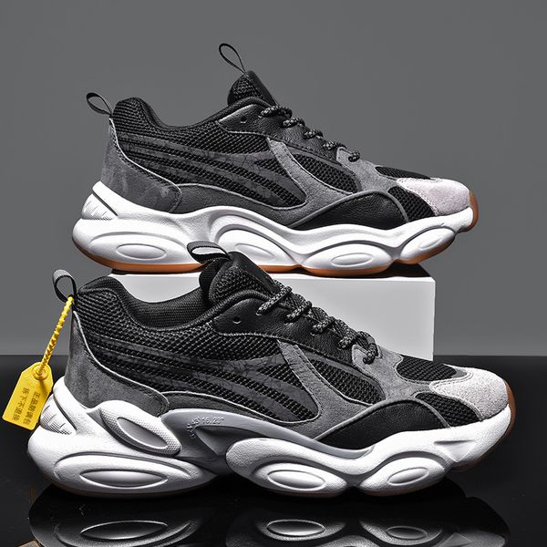 

sho autumn running men's 2021 thick soled raised dad versatile korean sports and leisure sho, Black