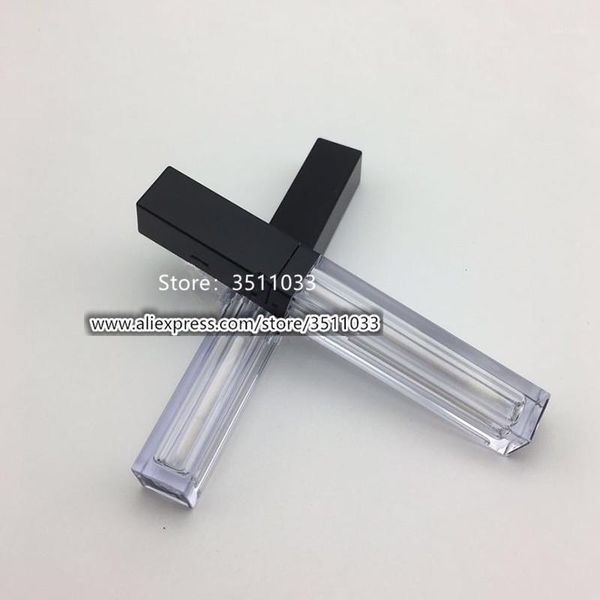 

storage bottles & jars 5ml empty lip gloss tubes clear lipgloss packaging container refillable square matte black lid lipstick liquid oil tu