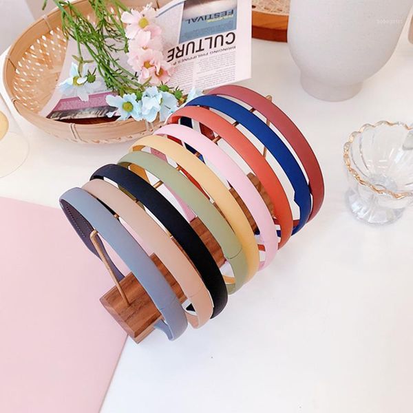 

solid color fashion folded hairband thin edge bright frosted headband women simple plastic hair hoop bands girl accessories1