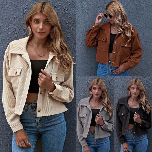 

women's jackets women jacket 2021 spring and autumn fasion corduroy, Black;brown