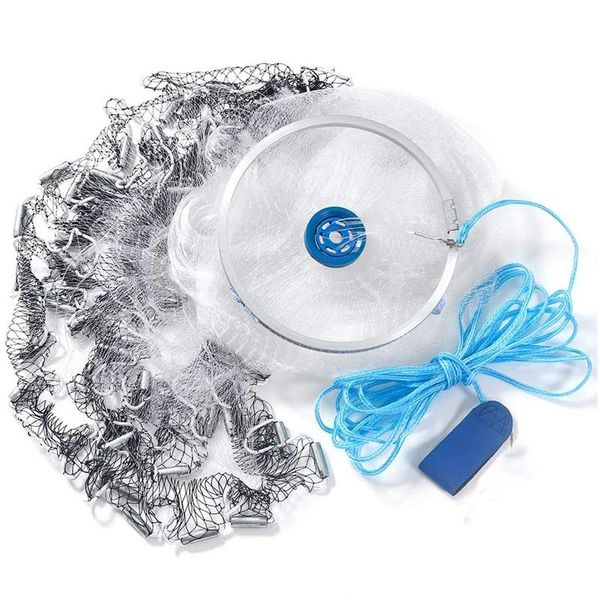 

fishing accessories cast net with aluminum ring for easy casting saltwater freshwater- 6ft radius size heavy duty throw