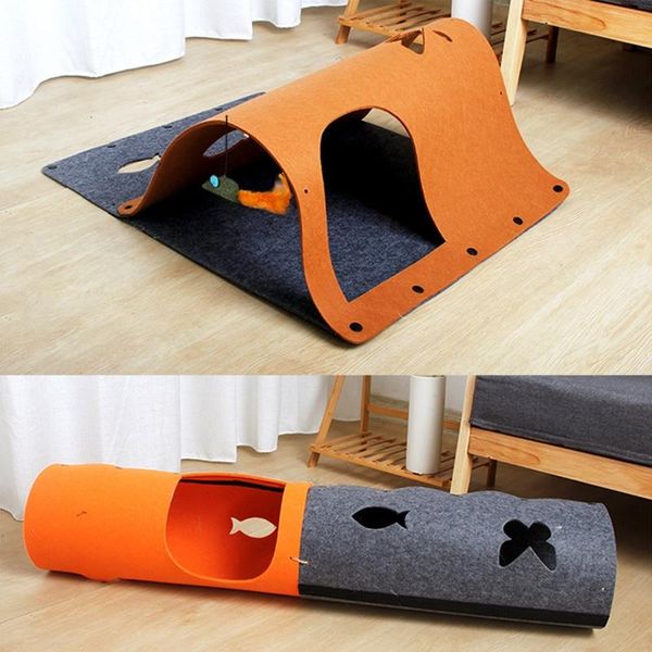 

cat tunnel with hanging catnip kitten scratch exercise toys indoor interactive play tube multiple tracking holes hiding beds & furniture
