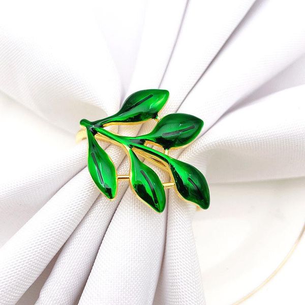

napkin rings 10pcs/lot green leaf buckle metal link day party deskdecoration ring