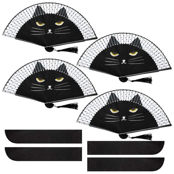 

other home decor 8 pcs hand held folding fan cat cartoon party with store bag for wedding dancing