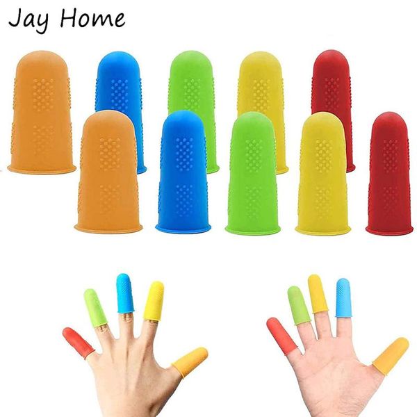 

sewing notions & tools 3/5pcs silicone finger protectors 3 sizes thimble caps for crafts cross stitch embroidery sleeves cover, Black