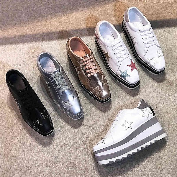 

dress shoes luxury design thick-soled women's sports shoes fashion star mirror leather casual runway brand wooden sole cqxb, Black