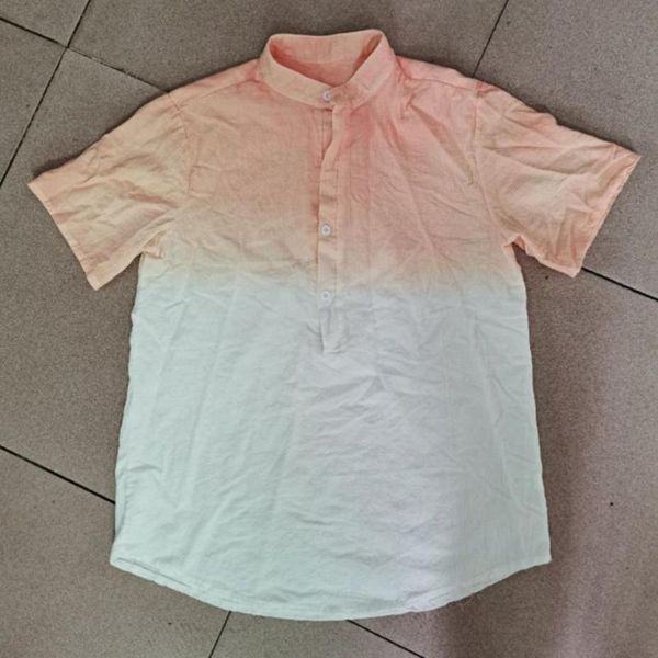 

men's casual shirts 2021 fashion short sleeve tie dye lighter summer shirt stand collar comfortable to wear loose for office, White;black