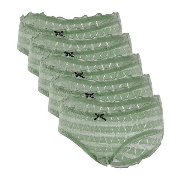 

women's panties 5pcs women underwear cotton thin briefs in solid color with lace mid-waist majtki damskie culotte femme, Black;pink