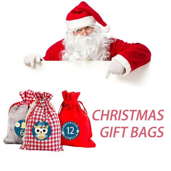 

christmas decorations 24pcs advent calendar bags 24 days paper stickers gift hanging diy year party countdown