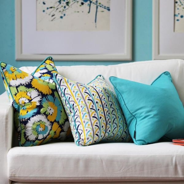 

cushion/decorative pillow floral cushion cover 50x50 for safa home bedroom cotton case decorative blue boho 60x60 pillowcase