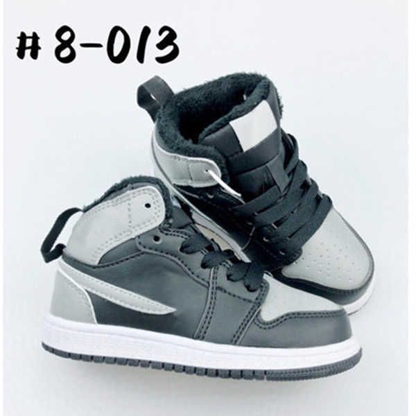 

1 infants 1s toddler kids winter boots flocking keep warm basketball shoes pine green game royal chicago bred trainer sneakers, Black