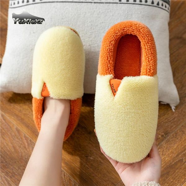 

cotton slippers female bag with anti-skid warmth in autumn and winter plush lovers thick-soled home fur for men 20275, Black