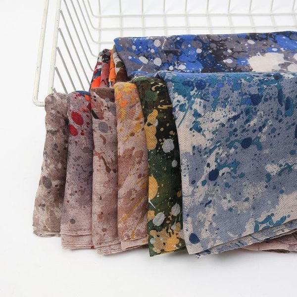 

scarves muslim printing cotton hijab women 2021 soft crinkle scarf shawls and wraps head female pashmina turban headband, Blue;gray
