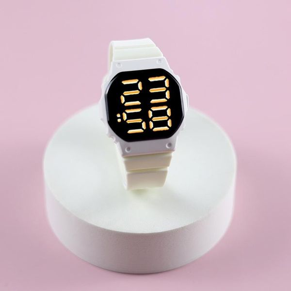 

wristwatches led children waterproof electronic watch student sports touchs for girls boys d88, Slivery;brown