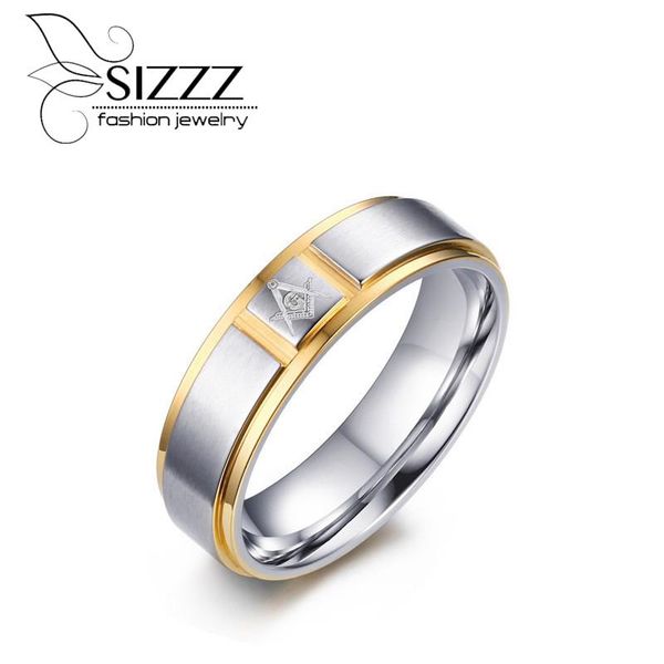 

wedding rings sizzz men's masonic jewelry steel punk for men, Slivery;golden