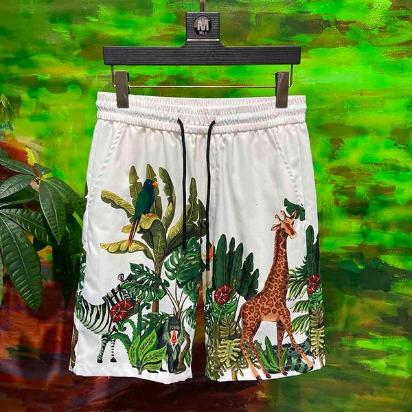 

short fashion brand men's leisure beach shorts leggings elastic waist, White;black