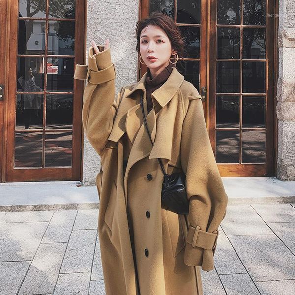 

fashion long woolen coat winter clothing women warm double-sided cashmere jacket female ladies overcoat h1167 women's wool & bl, Black