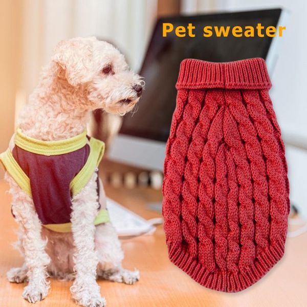 

warm dog sweater solid pullover coat elastic cat clothing puppy outfits knitwear costume for home pet supplies apparel