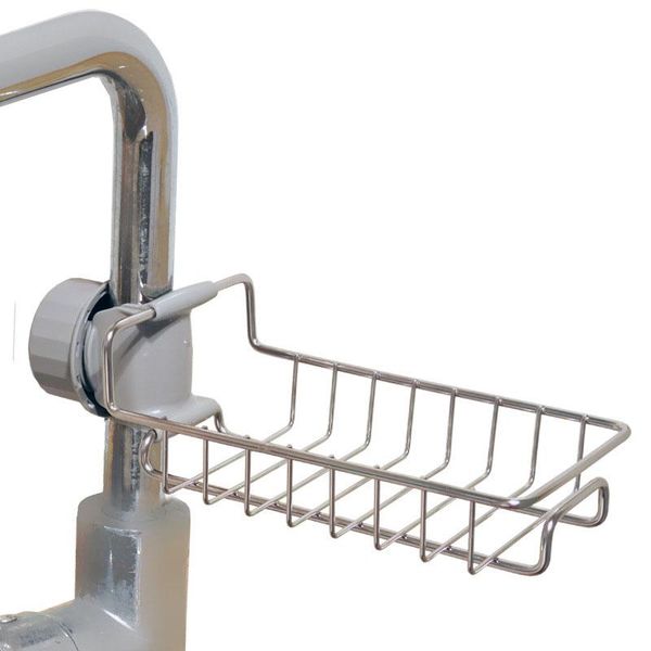 

hooks & rails 1pcs stainless steel faucet storage racks adjustable sink rag sponge draining rack kitchen bathroom soap holders shelves