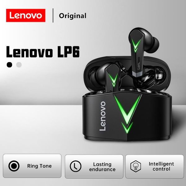 

headphones & earphones lenovo lp6 wireless bluetooth gaming headphone sports waterproof headsets microphone low latency suitable for android