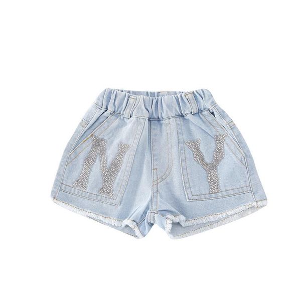

shorts wlg girls kids summer letter denim blue short baby girl casual clothes for 1-5 years, Black