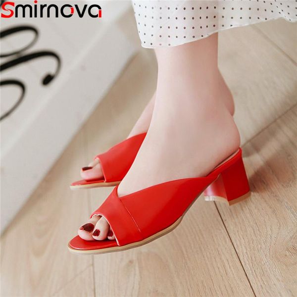

smirnova big size 34-43 summer sandals peep toe shallow med heels shoes slingback ladies prom women 2021, Black