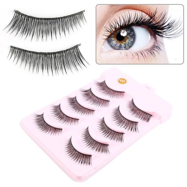 

professional 5pair fiber false eyelashes natural handmade long extension cross makeup tslm11