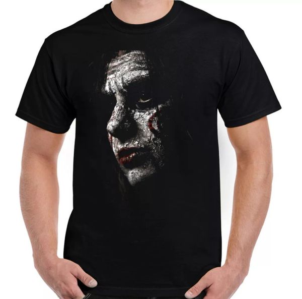 

uomo sega t-shirt, jigsaw maschera halloween horror film spaventosa, White;black