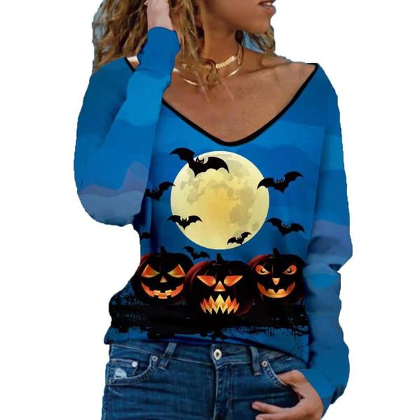 

women's hoodies & sweatshirts spring autumn wide v-neck long sleeve loose print slim fit travel party women halloween 2021 regular casu, Black