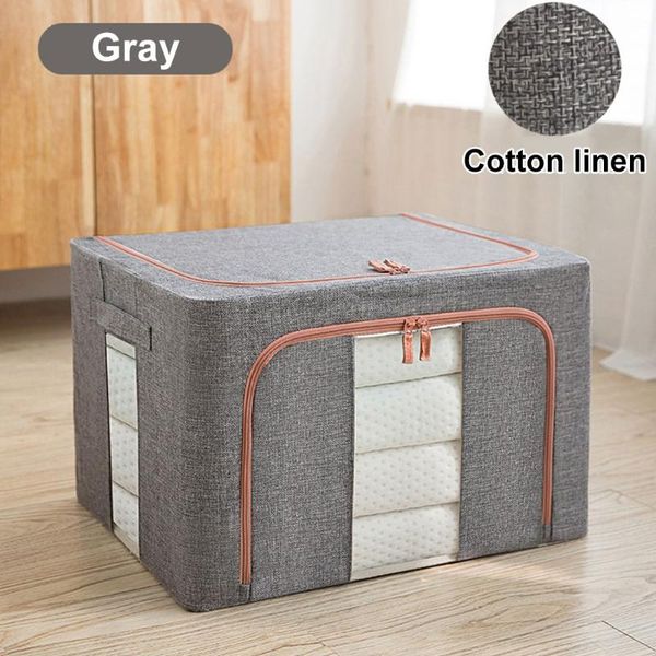 

clothing & wardrobe storage portable large capacity quilt clothes box cotton linen zipper organizer folding steel framework closet home spac