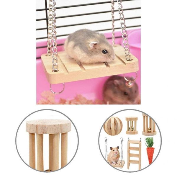 

small animal supplies 6pcs sturdy pet ladder swing toy set hamster toys entertainment teeth grinding