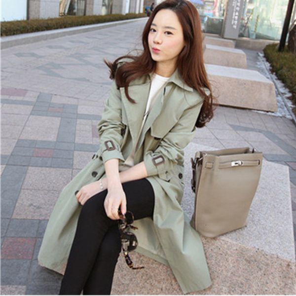 

casual dresses long trench coat women spring autumn slim double breasted windbreaker female overcoat with pocket outerwear zb5b, Black;gray