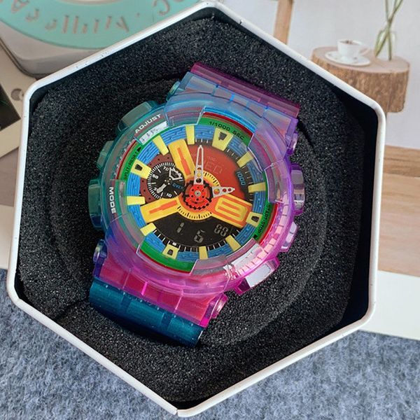 

ga100 sports men's watch silicone band multi-function chronograph fashion led digital men's and women's watch montre de luxe, Slivery;brown