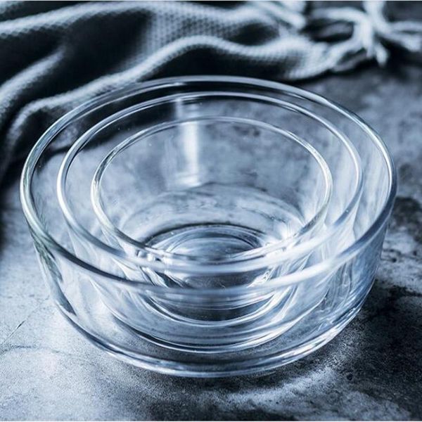 

bowls 3 sizes transparent glass salad bowl cold dish mixing dessert vegetable kitchenware tool