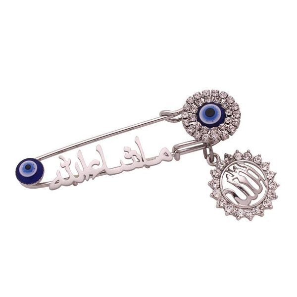 

pins, brooches islam mashallah in arabic turkish evil eye brooch baby pin, Gray