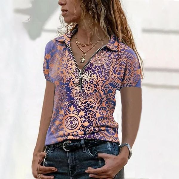 

women's t-shirt graphic printed women plus size summer loose v-neck zipper short sleeve tee shirt camisetas, White