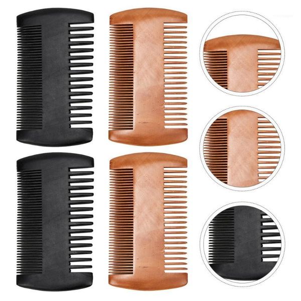 

4pcs beard comb wooden mustaches combs dual action teeth hair brushes1, Silver