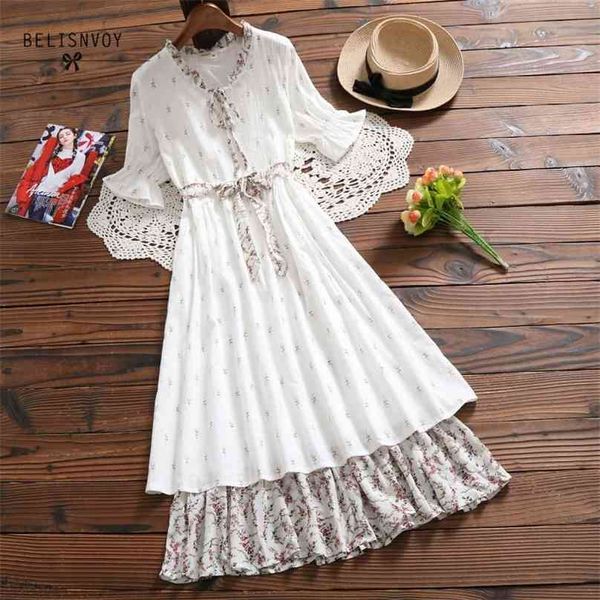 

prairie chic summer women long dress floral printed casual female vestidos ruffles elegant patchwork mori girl midi 210520, Black;gray