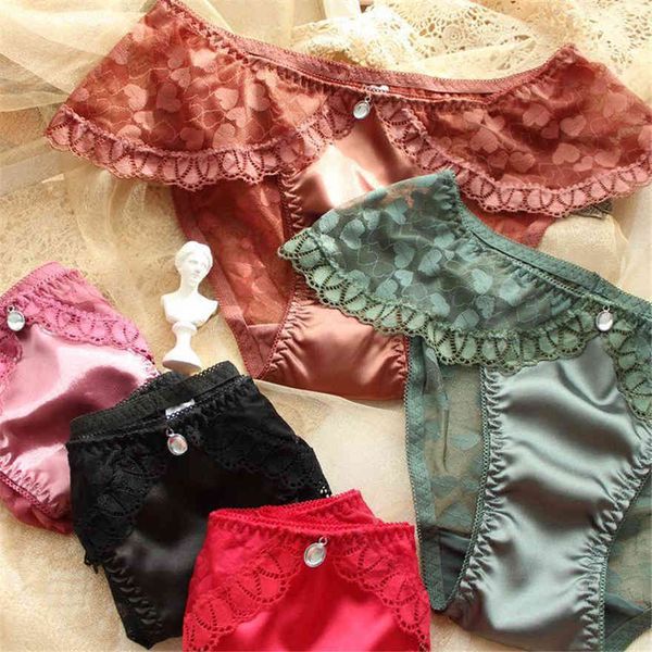 

plus size panties satin lace upscale underwear women mesh briefs ropa interior femenina bielizna damska bragas mujer, Black;pink